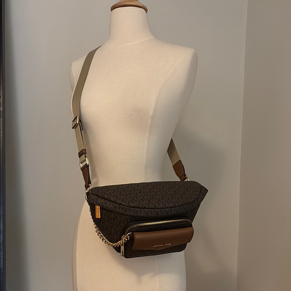 Brown Crossbody Bag with Gold Accents
